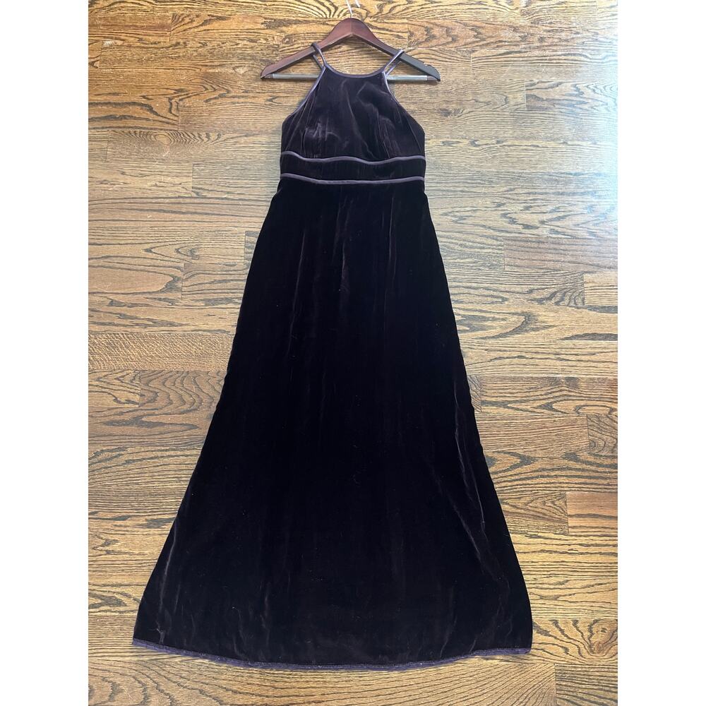 Jones New York Vintage evening velvet maxi halter dress burgundy Sz. 6P